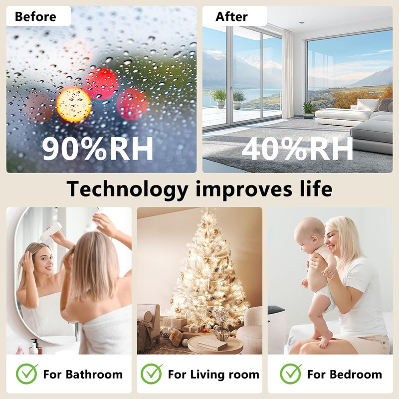 Dehumidifier 1800ML 61Oz Small Dehumidifiers for Home 1000 Ft² Safety