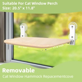 YACVRLT 2PCS Replacement Cover for Cat Window Perch, M Size Cordless Cat Window Hammock Bed Accessories, Reversible Breathable/Warm Seat Cover for Inside (White, 20.4" L x 11.8" W)