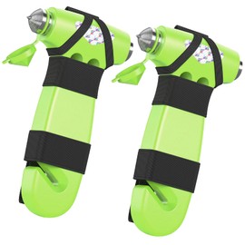 BSUXMAFG Car Safety Hammer, 3-in-1 Emergency Escape Tool with Window Breaker and Seat Belt Cutter, 2PCS Green Safety Emergency Car Escape Tool for Car, Office, Home