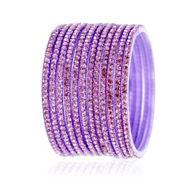 JD'Z COLLECTION Indian Bangles Jewelry For Women Bollywood Set Bridal Ethnic Wedding Partywear Costume Match CZ Stone Glass Bangle Parple Size-2.4 (Parple, 2.4, Inches)