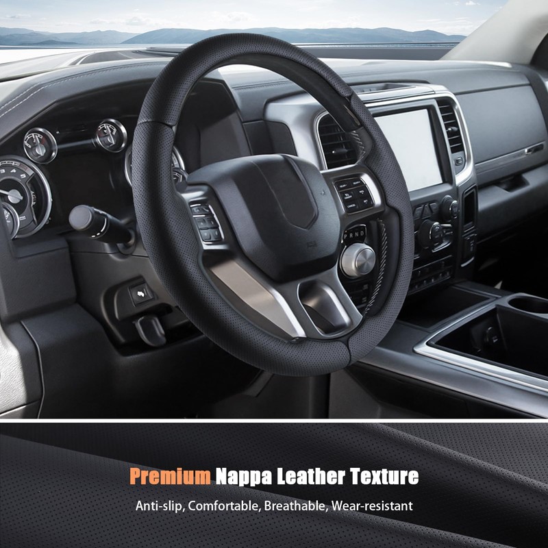 Customized Steering Wheel Cover for 2012-2018 Dodge RAM 1500/2500/3500/4500