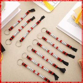 Sureio 24 Pcs Class of 2025 Middle School Gifts Graduation Trinkets Bulk Keychain Graduation Party Favors Congrats for Prom(Black and Red)
