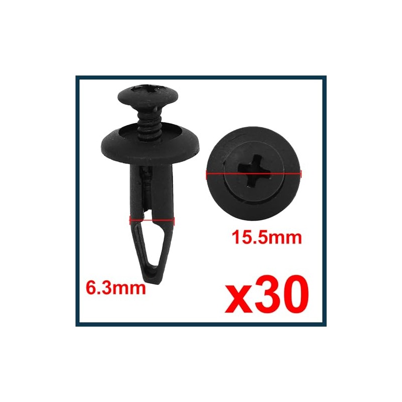 TUCKBOLD 30 Pcs 6.3mm Retainer Clips Plastic Rivets Mud Flaps