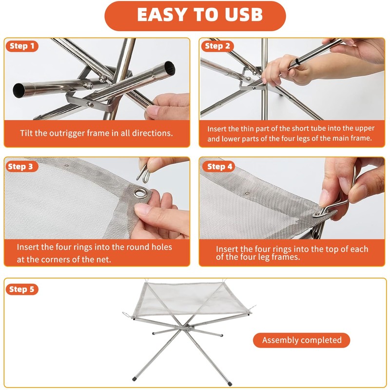LUKVCIY Portable Fire Pit for Camping, 42CM Foldable Outdoor Firepit