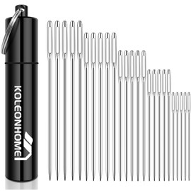 KOLEONHOME Large Eye Sewing Needles,60 Pieces,Embroidery Needles,5 Sizes,Needles for Sewing,Embroidery Needles for Hand Sewing,Big Eye Sewing Needles with Aluminum Storage Tube