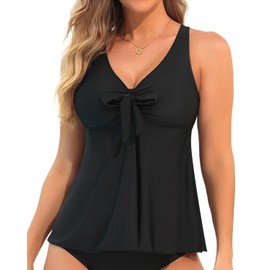 Yonique Womens Flowy Tankini Tops Only Modest Swim Tops Loose Fit Bathing Suit Tops No Bottom Black M