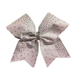 White Rhinestone Ombré Glitter Cheer Bow