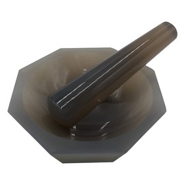 Kido Agate Mortar Mortar Mortar Shallow Mold 2.0 x 2.4 x 5.5 inches (50 x 60 x 14 cm), Includes Pestle /6-546-03