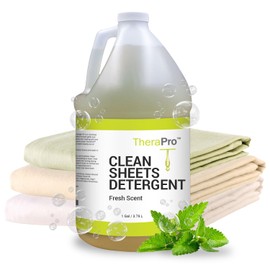 TheraPro Natural Liquid Laundry Detergent for Massage Sheets & Spa Linens - 1 Gallon - Professional Grade Biodegradable Laundry Detergent Removes Tough Stains Left by Oil & Creams - Fresh Clean Scent
