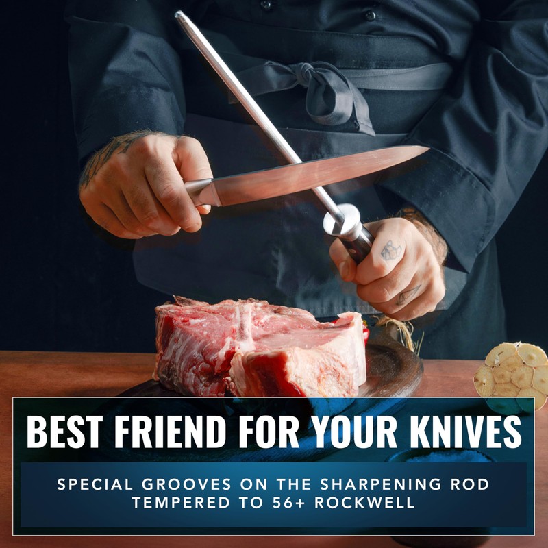 Cutluxe Honing Rod, Sharpening Steel for Kitchen Knives – 12"