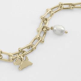 RADLEY Women's Gold Plated Horseshoe Link Chain Pearl Dangle Charm Bracelet RYJ3384S