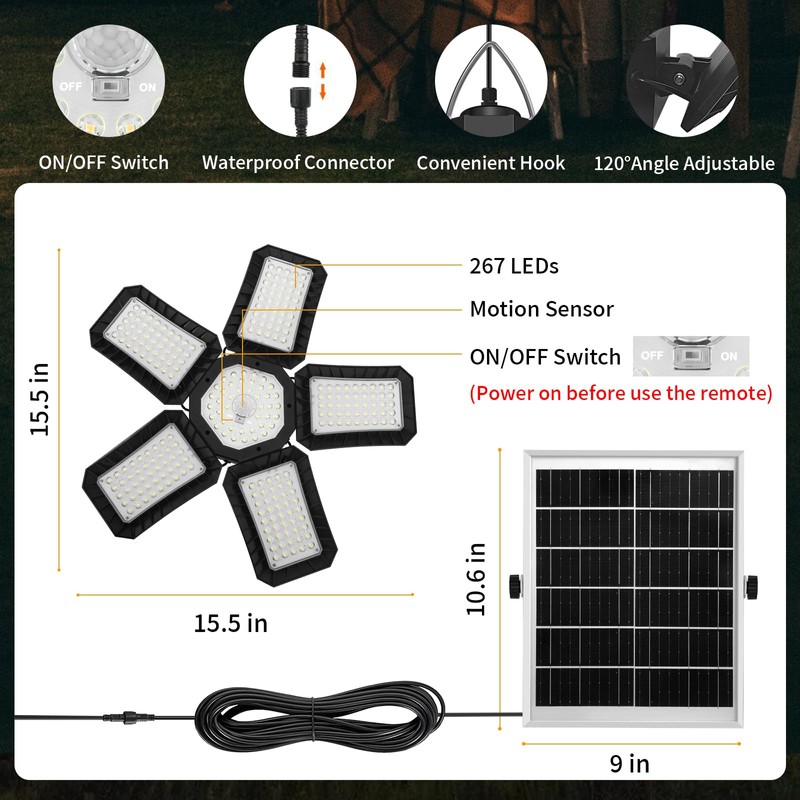 Solar Shed Light Indoor Outdoor, Upgrade Large 267LED Solar Powered