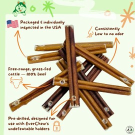 EverChew | Premium 6" Low-Odor Bully Stick Refill Packs – Free-Range, Grass-Fed, 100% Beef | 6" Thick - 5 Pack