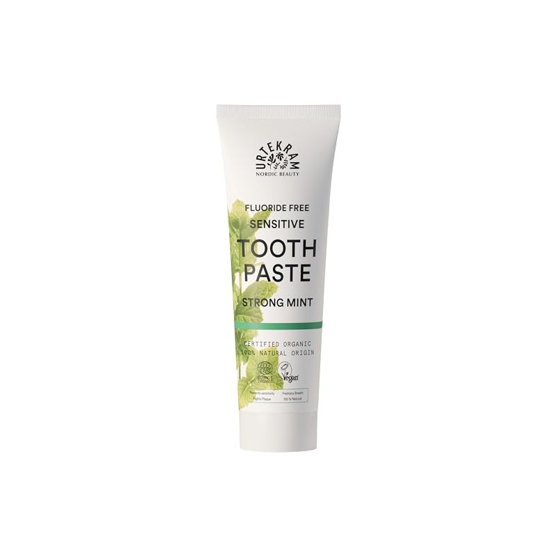 Urtekram Strong Mint Toothpaste - Refreshing Vegan Toothpaste for Sensitive