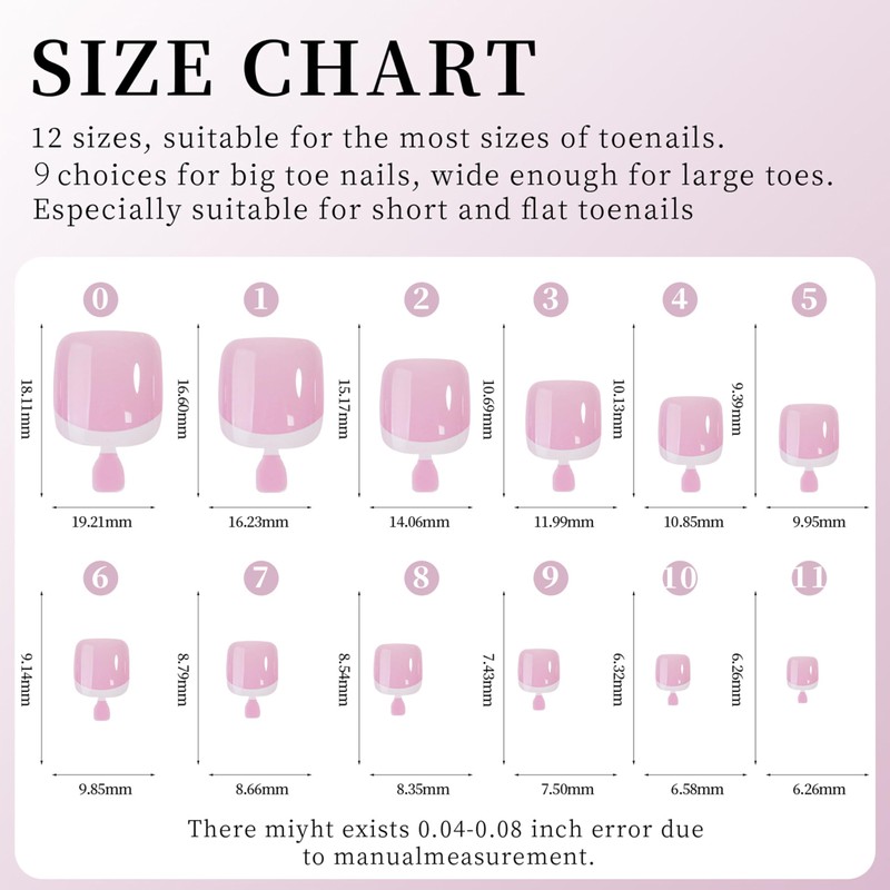 False Toenails Kit, Full Coverage, False Toenails Set, Fake Nails