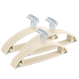 Sishynio Velvet Hangers 30 Pack – No Shoulder Bumps Suit Hangers, Non Slip Flocked Clothes Hangers with Rounded Shape, Space Saving Heavy Duty Coat & Sweater Hanger(Beige)