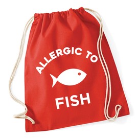 Hippowarehouse Allergic to Fish Drawstring Cotton School Gym Bag 37cm x 46cm, 12 litres