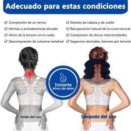 Dispositivo de tracción cervic, relajador de cuello para aliviar dolor de cuello, nivel de inflado puede determinarse por el estado de la columna cervical, adecuado para su uso en casa(Azul)