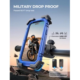 Bovemanx Motorcycle Phone Mount Holder, [Ultra-Stable][7 inch Phone Friendly] Bike Holder Handlebar Cell Clamp Harley Accessories for iPhone 16 15 14, 4-7" Smartphones