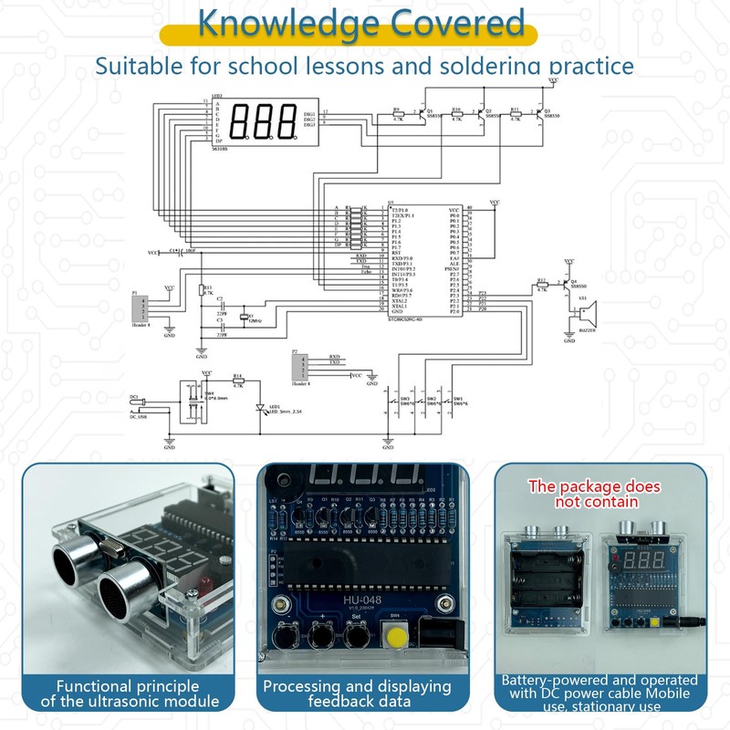 EI Electronic ûlṭrãsõniς Distance Measuring Soldering Kit Adjustable Alarm Distance