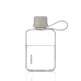 ALLKELR Portable Flat Water Bottle,BPA Free Reusable Tritan Plastic Travel Water Bottle Cup,Lightweight Leakproof Slim Water Bottles Fits Purse,Backpacking,Hiking (Gray, 8 oz)