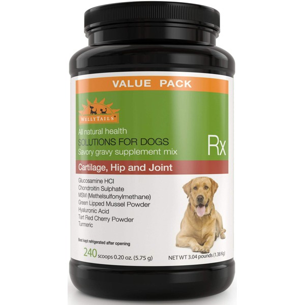 WellyTails Glucosamine Chondroitin MSM Turmeric Dog Joint Supplement for Large