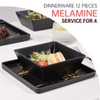 Yummost Melamine Dinnerware Sets - 12pcs Square Plates and Bowls
