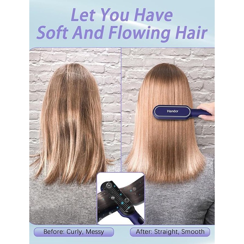 Handor Advanced Negative Ionic Hair Straightener Brush with 9 Temp