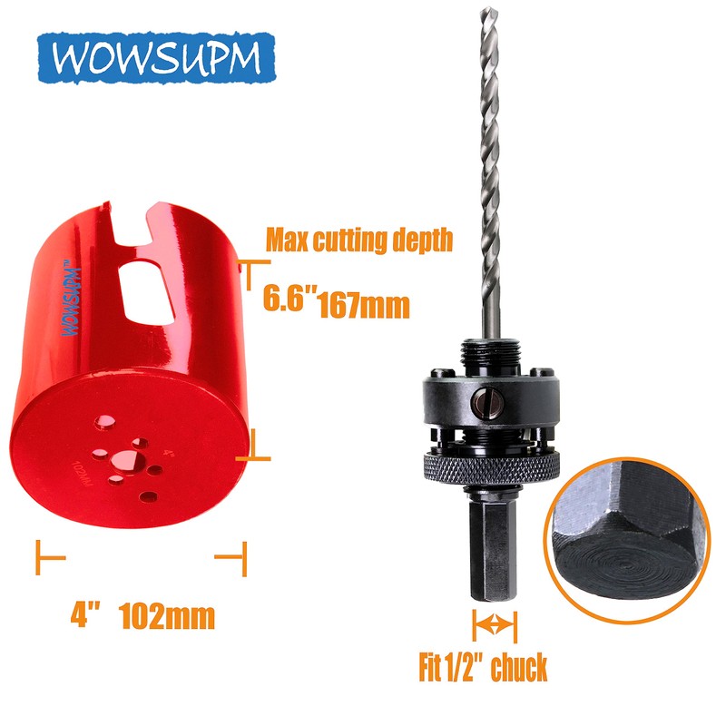 WOWSUPM 4” Deep Carbide Tipped Hole Saw for Thick Wall