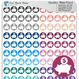 Money Icon Planner Sticker / 110 Mini Dot Vinyl (1/3”) / Payday Save Bills Budget Allowance Finance/Essential Productivity Life Planner/Bujo Bullet Journaling/Todo (3 Sheets)