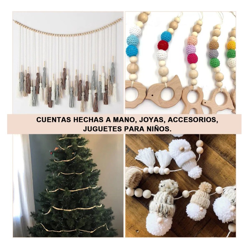 Cuentas De Madera Para Manualidades, 1106 Uds HS TRADING,Bolas de