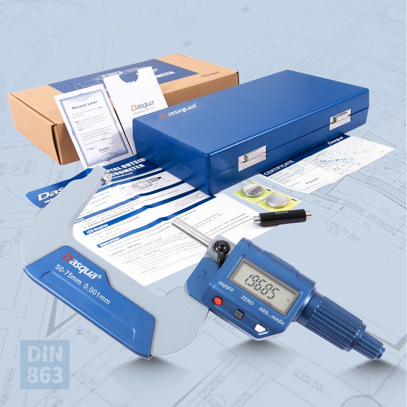 Dasqua Precision Professional 2-3'' Digital Outside Micrometer with Carbide Tip