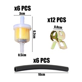 1-teiliges Motorrad-Benzinfilter-Set, Universalfilter, Benzinfilter, 6 Ölleitungen, 12 Ölrohrschellen, 6 Ölfilter, geeignet für Motorräder, Motoren usw., wiederverwendbar.