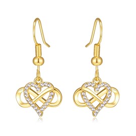 Philip Jones Gold Plated Infinity Heart Drop Earrings Created with Zircondia® Crystals