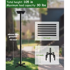 Mokeyder 105 Inch Bird House Pole Mount Kit, Adjustable Heavy Duty Bird Feeder Pole for Outdoors, Universal Mounting Post Set with 5-Prong Base, Black, 1 Pack