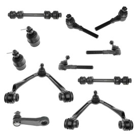 TRQ Front Steering & Suspension Kit Ball Joint Control Arm with Ball Joint Pitman Arm Sway Bar Stabilizer Link Tie Rod Compatible with Ford Lincoln