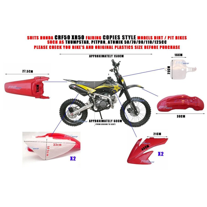 TDR Blue Pit Bike PLASTICS CRF50 50cc 70cc 90cc 110cc
