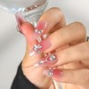 Sethexy Long Coffin Pink False Nails Handmade Rhinestone Blushing Gradient