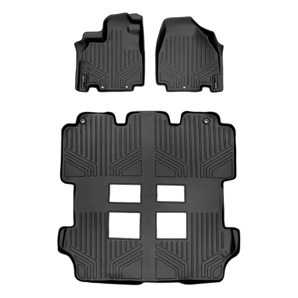 SMARTLINER Custom Fit Floor Mats 3 Row Liner Set Black Compatible with 2011-2017 Honda Odyssey - All Models