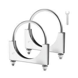 EVIL ENERGY 4" Heavy Duty U Bolt Exhaust Clamp, 4 Inch Stainless Steel U Muffler Clamps, Saddle Style, 2PCS