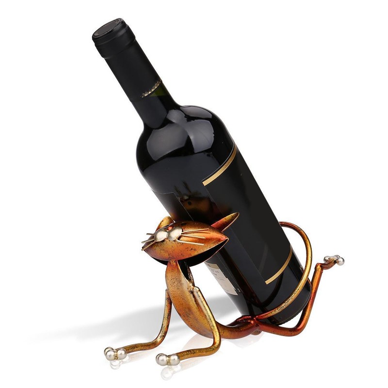 Cat Wine Holder Innovative Modern Style Decorative Metal Cat Shaped