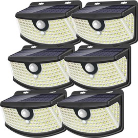 Aootek New Solar Motion Sensor Lights 120 LEDs with Lights Reflector,270° Wide Angle, IP65 Waterproof, Step Lights for Front Door, Yard, Garage, Deck (Front Button 6-Pack)