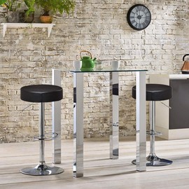 LUARANE Bar Stools Set of 2, Modern Height Adjustable Swivel Backless Barstool, Round Bar Chair w/PU Leather Chrome Footrest Sturdy Metal Frame, Ideal for Kitchen Bistro Pub (Black, 2 pcs)