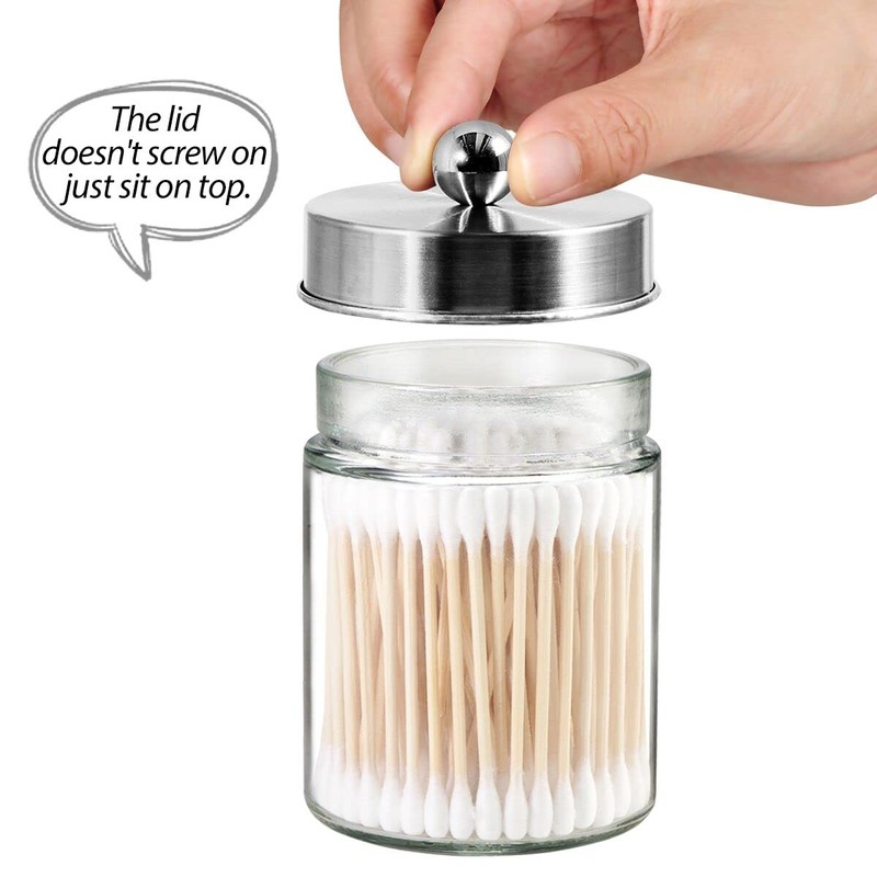 3PC Apothecary Jar Canisters Bathroom Vanity Organizer - Qtip Holder