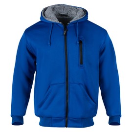 FONIRRA Hi Vis Hoodie for Men Sherpa Fleece Lined Work Sweaters High Visibility Safety Construction Jacket with Zipper (Royal,5XL)