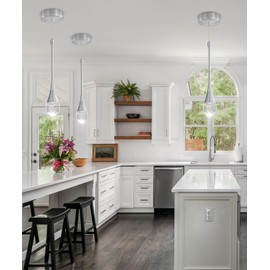 ykolupty Single Head Silver Bubble Crystal Chandelier Modern LED Pendant Lights for Kitchen Island Dimmable 3000-6000k(3 Independence Light)…