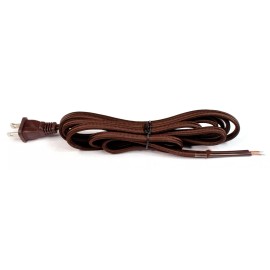 Creative Hobbies 8 ft Brown Rayon Cloth Covered Electric Lamp Cord w/ End Plug, DIY Lamp Repair