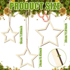 Suzile 3 Pcs Star Nursery Wall Decor Boho Nursery Decor Neutral Hanging Wooden Stars Wooden Ramadan Ornaments Crafts Star Decor for Nursery Bedroom Decor