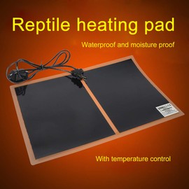 MQ Reptile Terrarium Heat Pad with LCD Digital Thermometer, 5.5 x 6in Power Adjustment Under Tank Heater Mat for Pets, Small Animals, Seedling, 5W