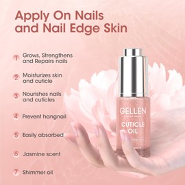 Gellen Cuticle Oil with Vitamin E, Nail Oil for Nails Growth and Strength, Jasmine Scent, Fingernail Nourishing Oil for Hydrating, Moisturizing, Strengthening, Repairing, Nail Care Product